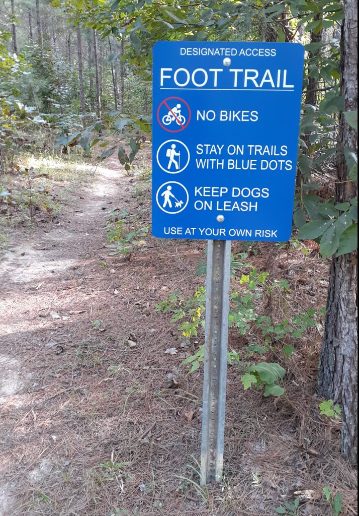 blue foot trail sign